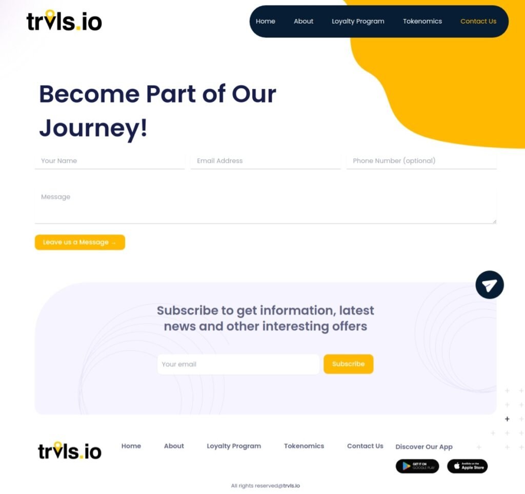 Trvls.io contact page